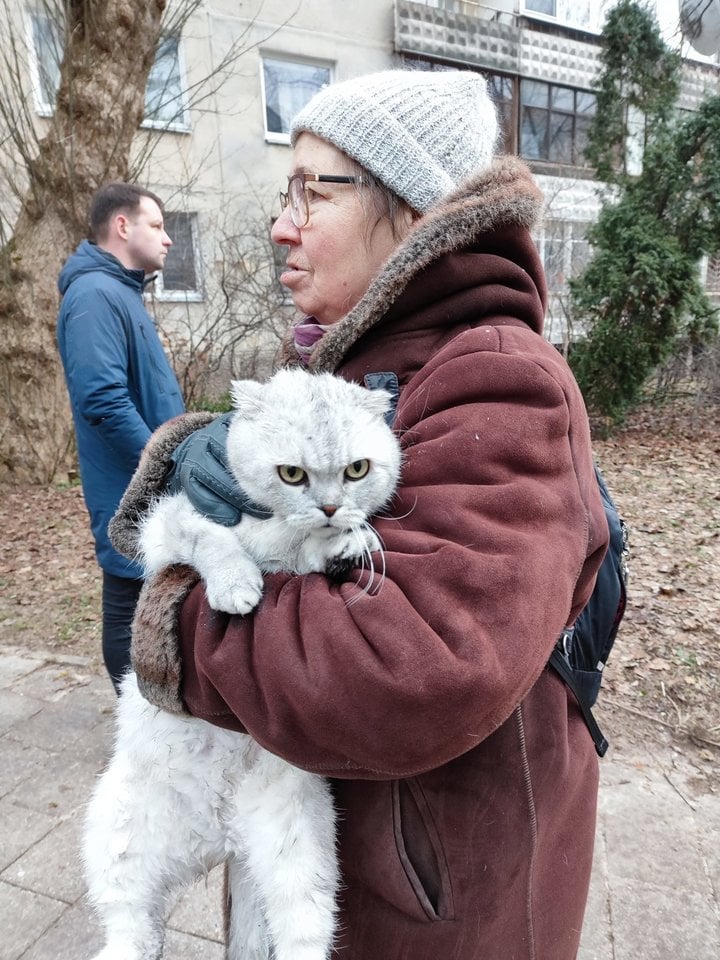 Viršuliškių daugiabutyje išgelbėtas katinas. „Facebook“ nuotr.